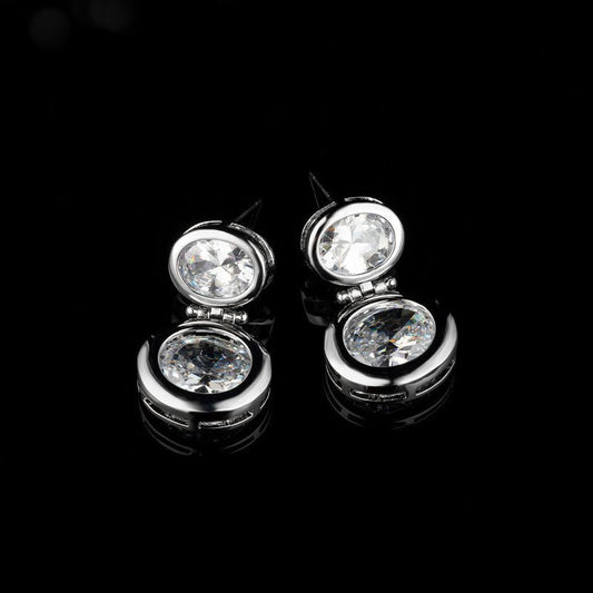 14K Real Gold Plating Round Ring Earrings Micro-Inlaid